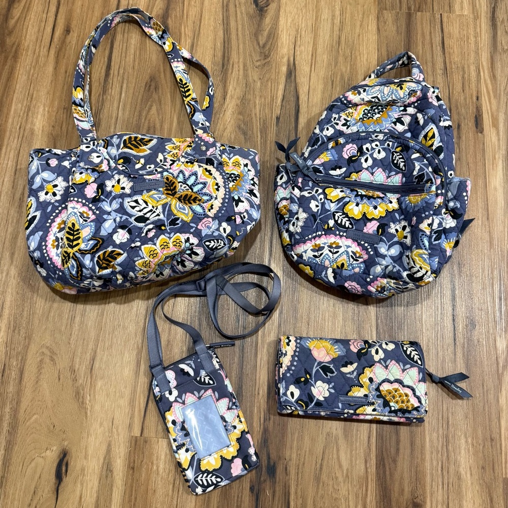 Vera Bradley Gray Floral Shoulder Bag Set
